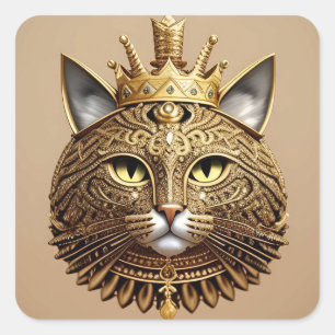 Regal Cat Profile Square Sticker