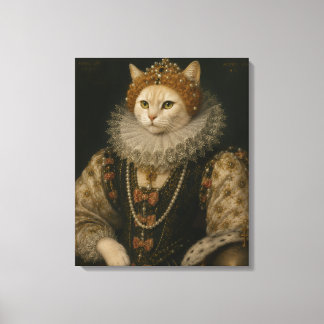Regal Cat Queen Elizabeth I Renaissance Portrait Canvas Print