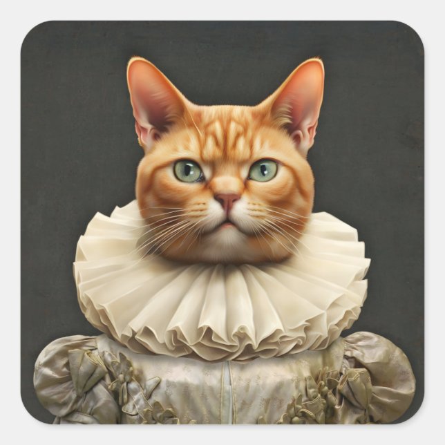 Regal Cat Square Sticker (Front)