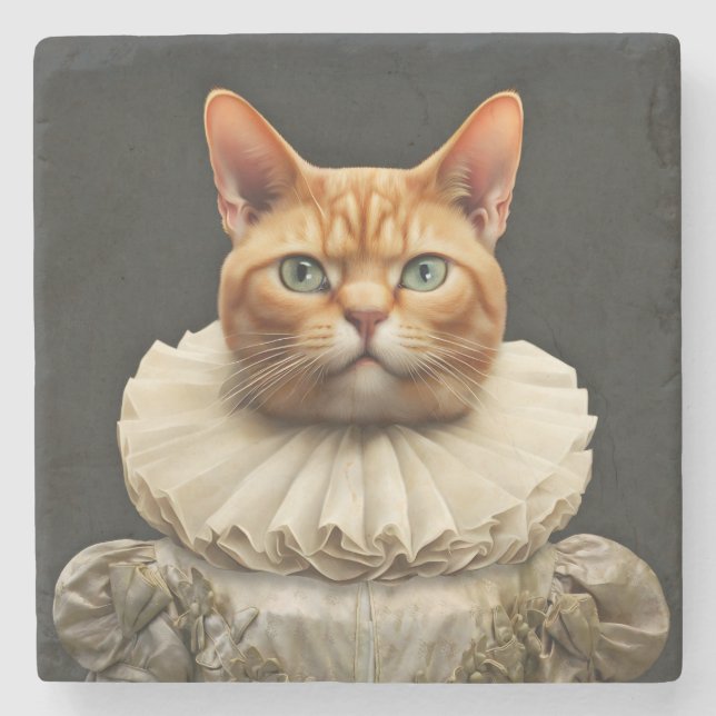 Regal Cat Stone Coaster (Front)