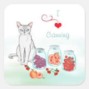 Regal Cat with Canned Fruit in Mason Jars Sticker