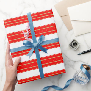 Regal Christmas Stripes Wrapping Paper
