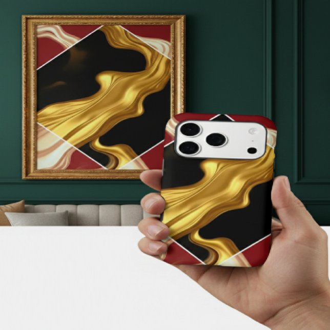 Regal Crimson Diamond: Liquid Gold Flow Luxury  (Anchor your style, both at home on the go. This custom Achempong gilded wall print pairs seamless)
