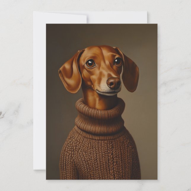 Regal Dachshund in a Turtleneck Invitation (Front)