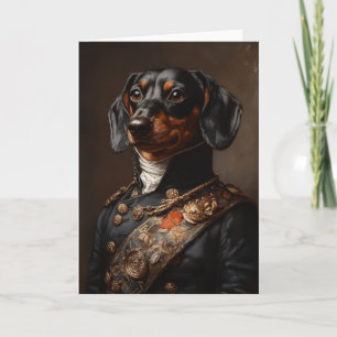 Regal Dachshund in Napoleonic Military Uniform Invitation