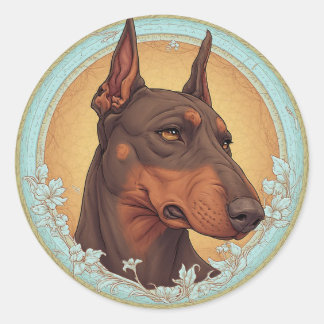 Regal Dog in Artistic Ornate Circle Classic Round Sticker