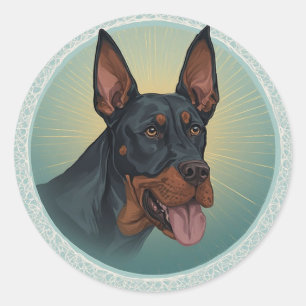 Regal Dog in Artistic Ornate Circle Classic Round Sticker