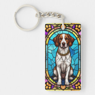 Regal Dog Portrait with Lavish Gold Frame Key Ring