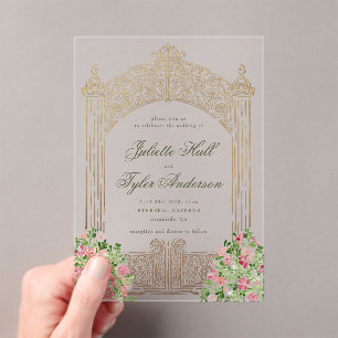 Regal Doors Elegant Faux Foil Wedding Acrylic Invitations