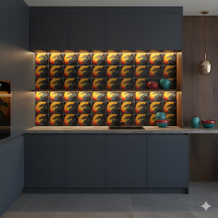 Regal Dragon Under the Full Moon Ceramic Tile