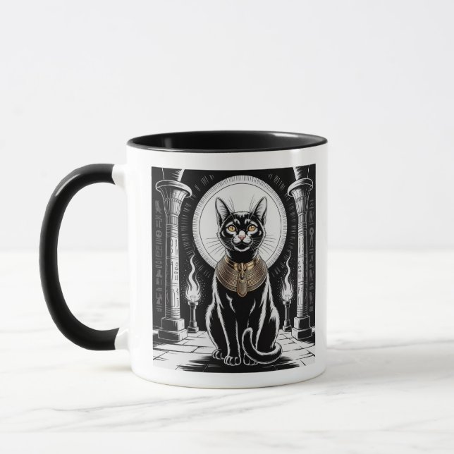 Regal Egyptian Black Cat Art Mug (Left)