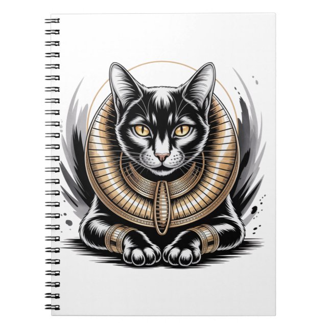 Regal Egyptian Black Cat Art Notebook (Front)