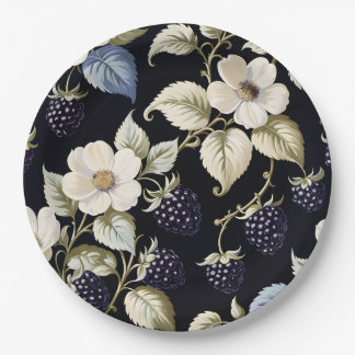 Regal Elegance Blackberry & Blooms Paper Plate
