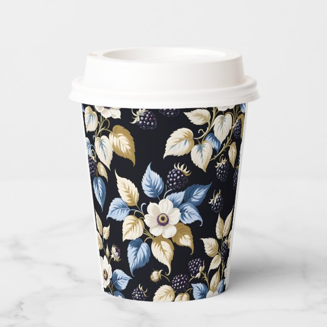 Regal Elegance Blackberry & Blooms Tea Party Paper Cups (Back)