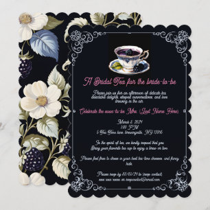 Regal Floral Elegance: Bridal Tea Party Invitation
