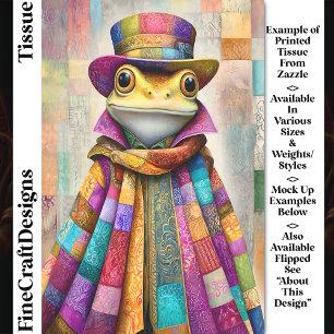Regal Frog In Rainbow Cloak & Hat DL9L Decoupage Tissue Paper