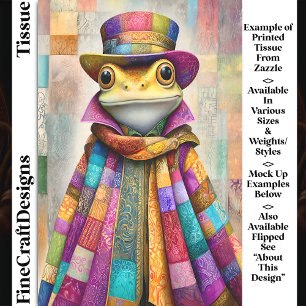 Regal Frog In Rainbow Cloak & Hat DL9R Decoupage Tissue Paper