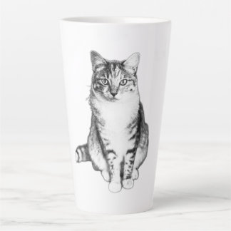 Regal Front‑Facing Tabby Cat Ink Art Mug