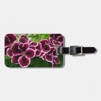 Regal Geranium Flowers Elegant Maroon Floral Luggage Tag