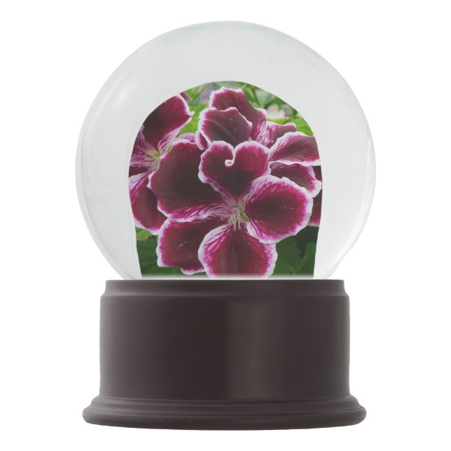 Regal Geranium Flowers Elegant Maroon Floral Snow Globe (Front)
