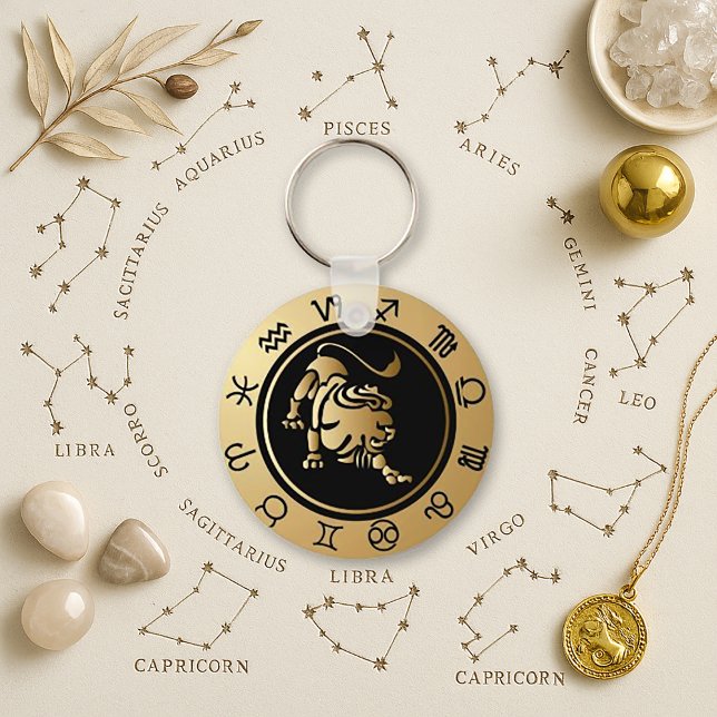 Regal Gold Leo Zodiac Wheel Key Ring (Creator Uploaded)