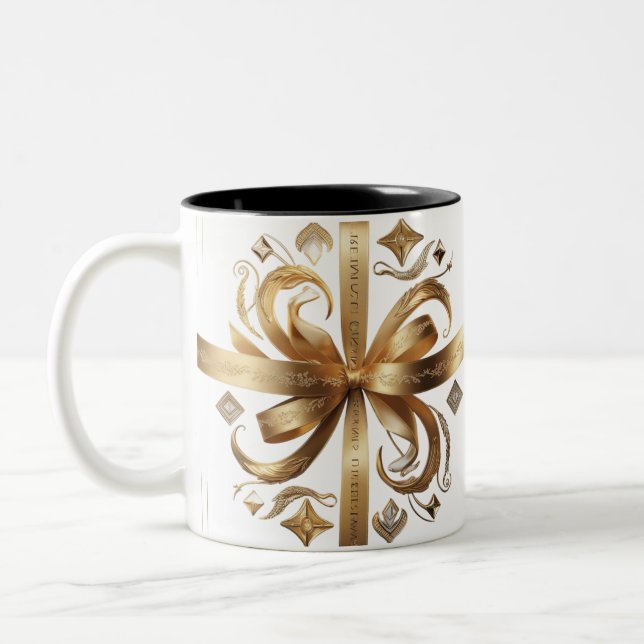 Regal Golden Phoenix Luxury Design Two-Tone Mug (Left)