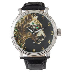 Regal Grace: The Gold Jaguar Adorned with Emeralds Watch