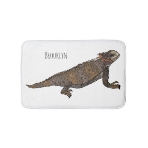 Regal horned lizard cartoon illustration bath mat