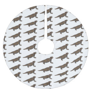 Regal horned lizard cartoon illustration brushed polyester tree skirt