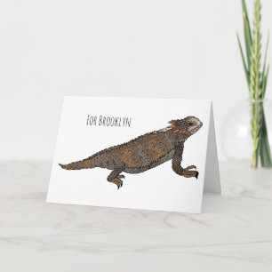 Regal horned lizard cartoon illustration card