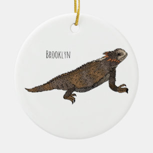 Regal horned lizard cartoon illustration ceramic tree decoration