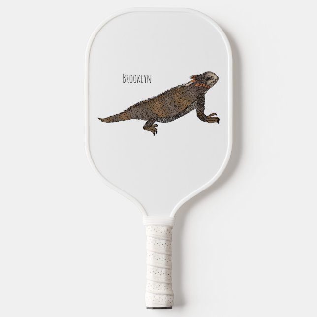 Regal horned lizard cartoon illustration pickleball paddle (Front)