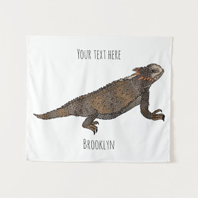 Regal horned lizard cartoon illustration  tapestry (Front (Horizontal))