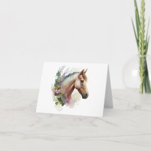 Regal Horse with Flower Wreath BLANK Card