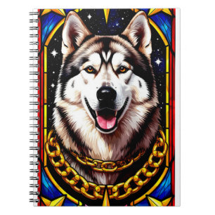 Regal Husky Portrait with Gold Chain Notebook