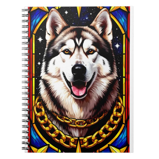 Regal Husky Portrait with Gold Chain Notebook (Front)