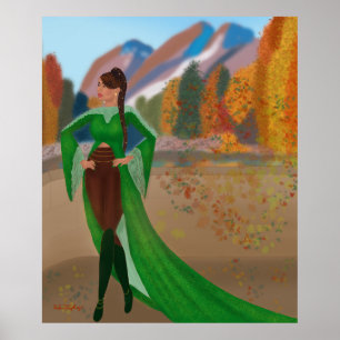 Regal in Autumn Beautiful Black Woman Poster