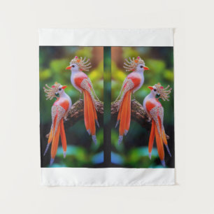 Regal Jewel-Crested Birds – Ornate Fantasy Art Tapestry