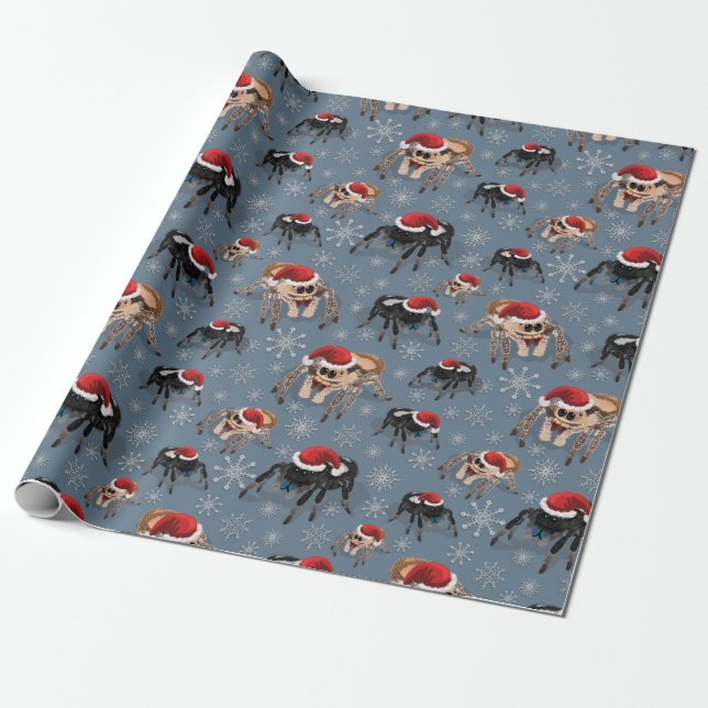 Regal Jumping Spider Phiddipus Regius Holiday Ice Wrapping Paper (Unrolled)