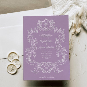 Regal Lavender Purple   Baroque Frame Wedding Invitation