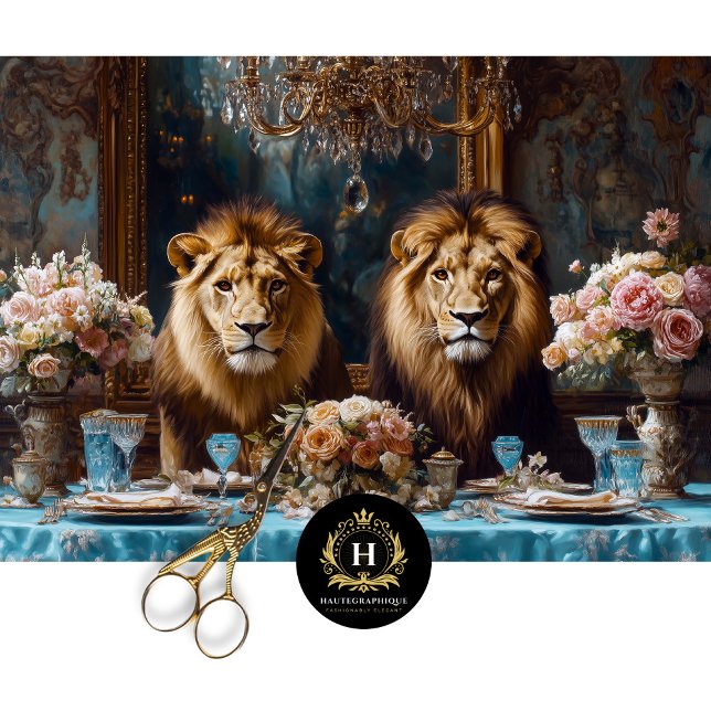 Regal Lion Couple Rose Wedding Banquet Decoupage Tissue Paper (Creator Uploaded)