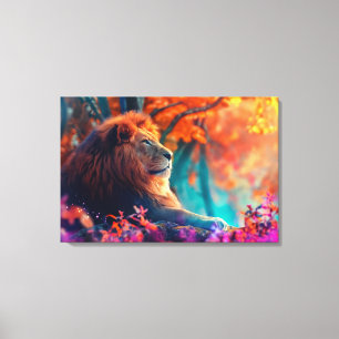 Regal Lion in Enchanted Forest Design Canvas Print