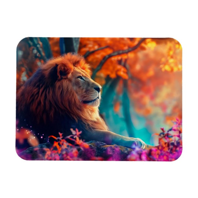 Regal Lion in Enchanted Forest Design Magnet (Horizontal)