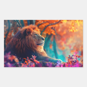 Regal Lion in Enchanted Forest Design Rectangular Sticker