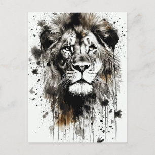 Regal Lion ink Art Postcard – Wildlife