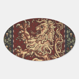 Regal Lion Tapestry Oval Sticker