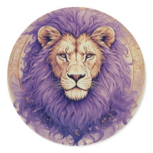 Regal Lion with Purple Mane and Cosmic Accents
