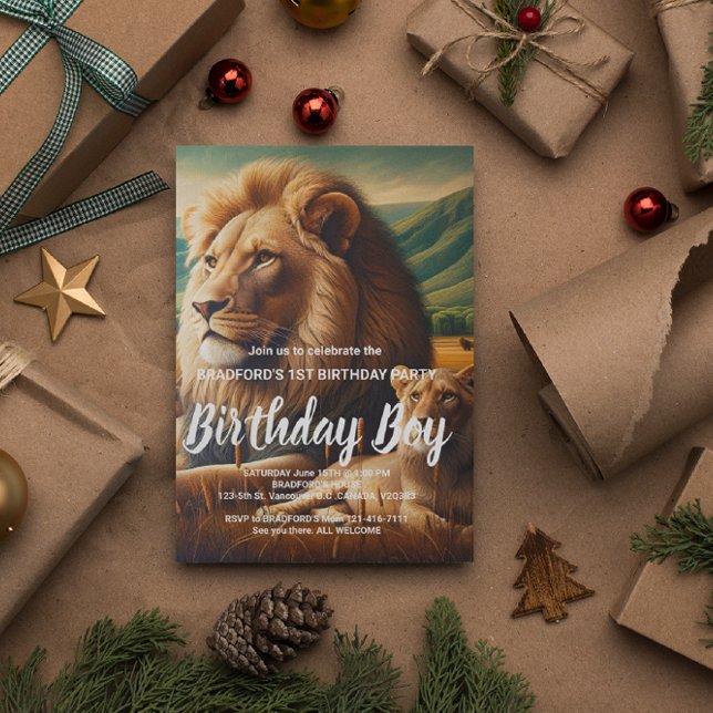 Regal Lions Roaming Birthday invite Postcard (Creator Uploaded)