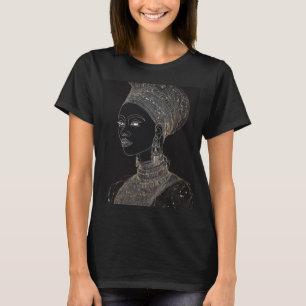 "Regal Majesty: Abstract Line Drawing Black Queen  T-Shirt
