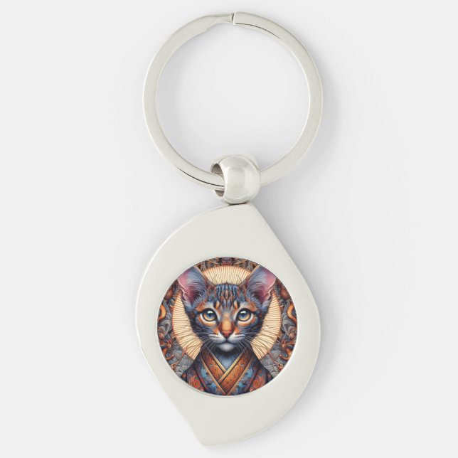 Regal Mythic ornate fantasy feline  Key Ring (Front)